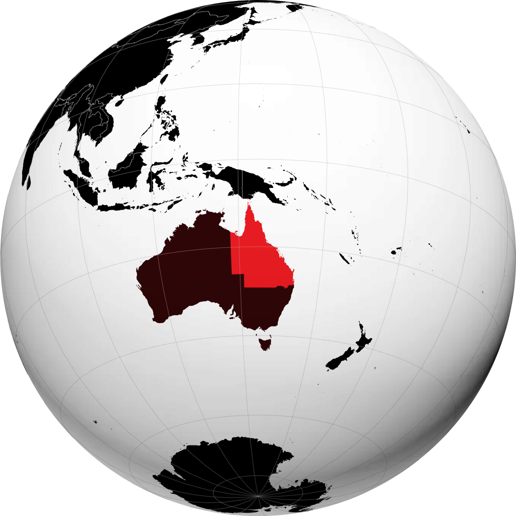 Estado de Queensland no globo