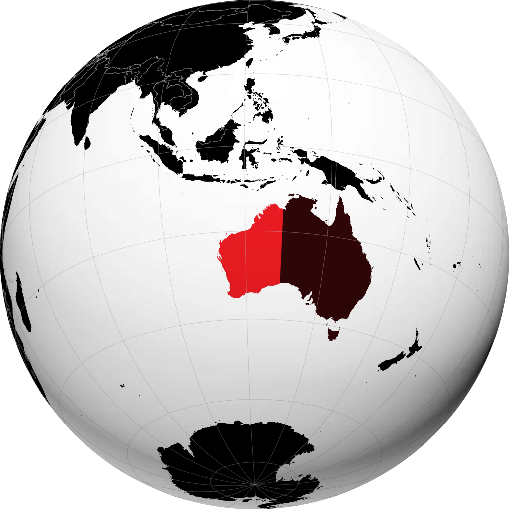 Estado da Austrália Ocidental no globo