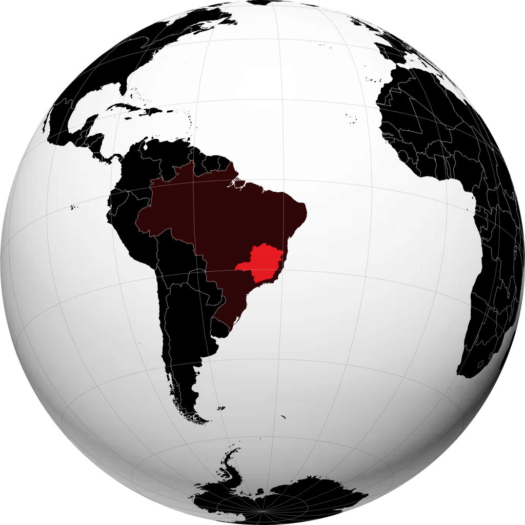 Estado de Minas Gerais no globo