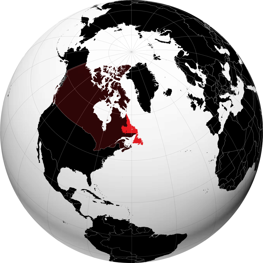 Terra Nova e Labrador no globo