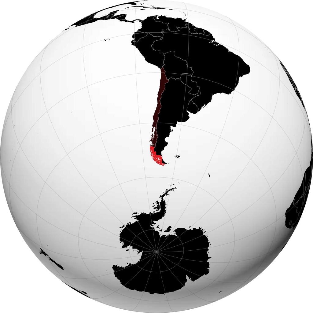 Região de Magalhães e da Antártica Chilena no globo