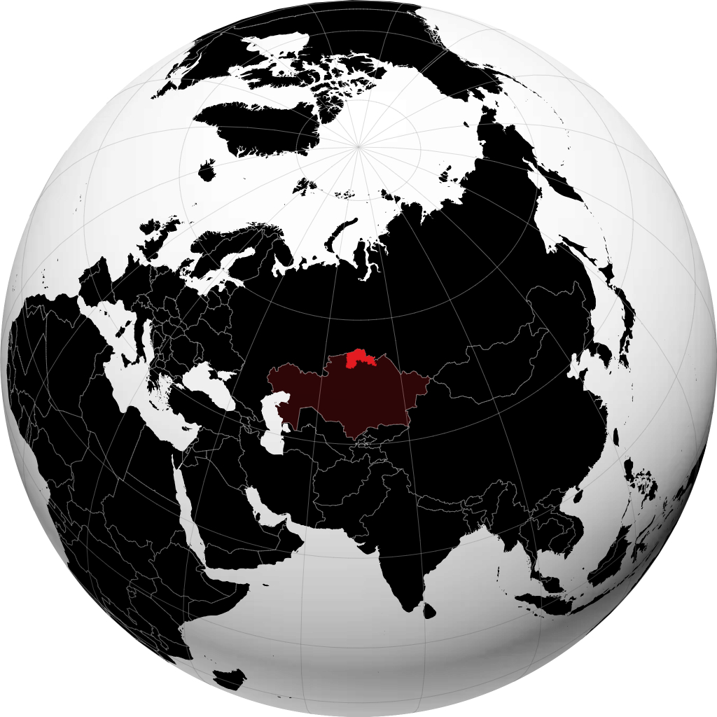 Oblast do Cazaquistão do Norte no globo