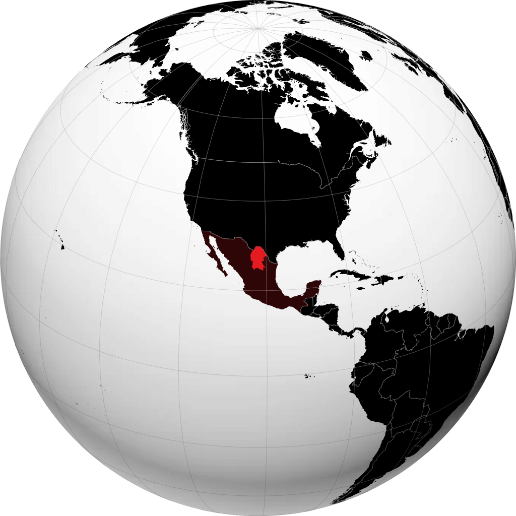Estado de Coahuila no globo
