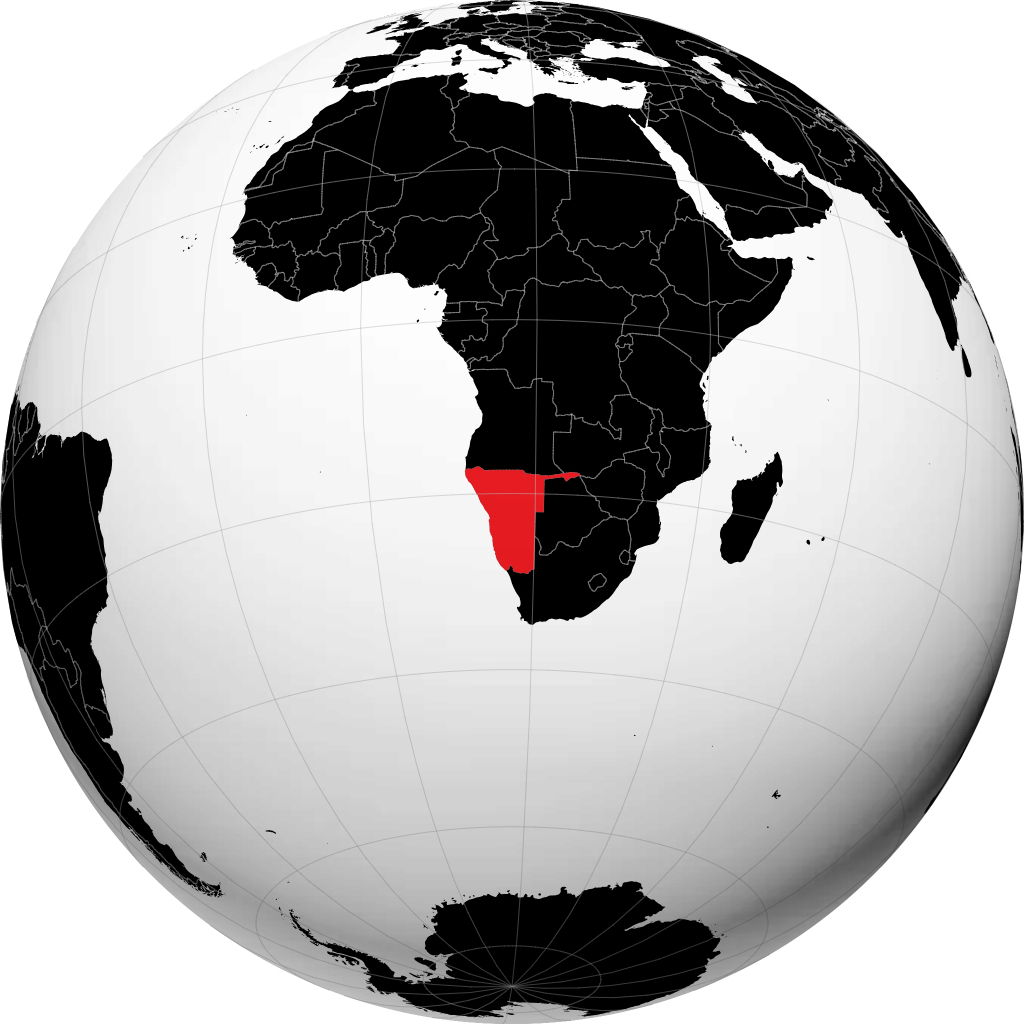 Namíbia no globo