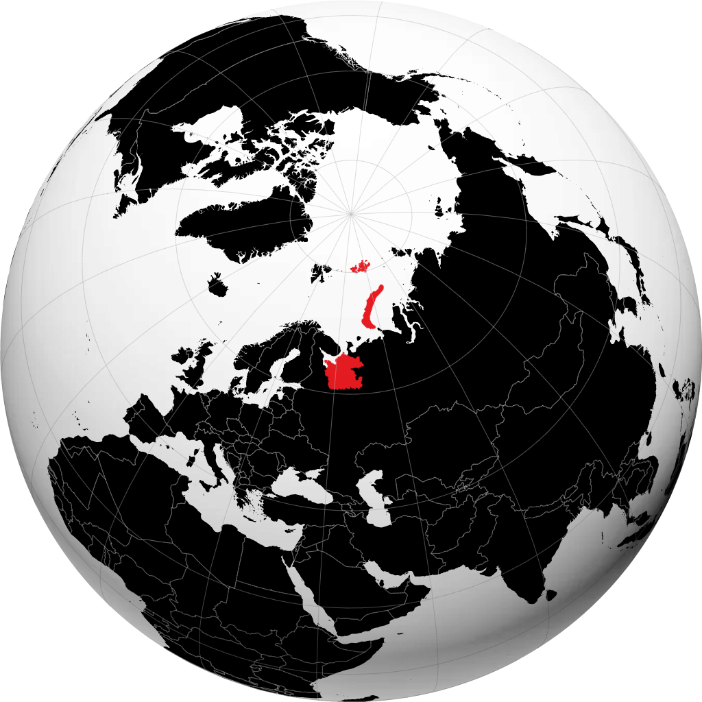Província de Arkhangelsk no globo