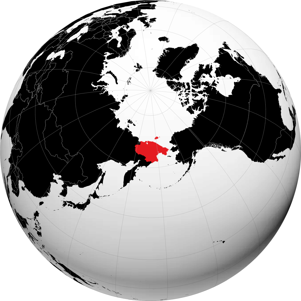 Distrito autônomo de Chukotka no globo