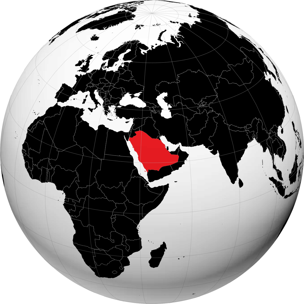 Arábia Saudita no globo