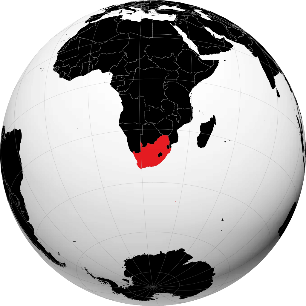África do Sul no globo